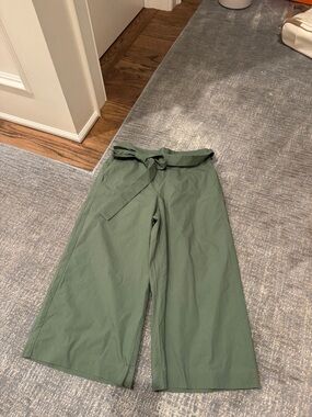 J. Crew Olive Green Belted Wide-Leg Pants
